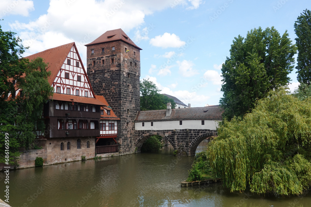Henker bridge in old town of Nuremberg, Germany Henker bridge in old town of Nuremberg, Germany