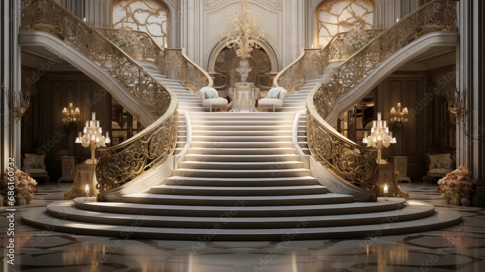 Fototapeta premium A grand staircase that exudes opulence and sophistication.