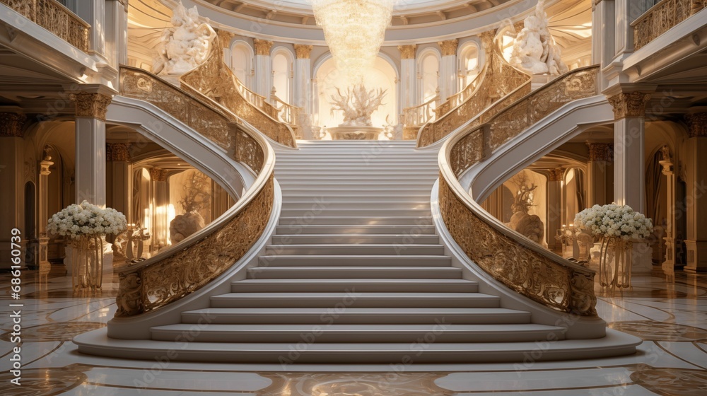 Obraz premium A grand staircase that exudes opulence and sophistication.