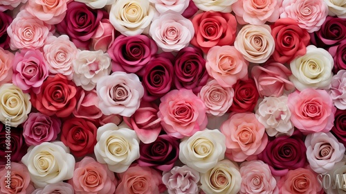 Aerial view of the background decorated with roses.