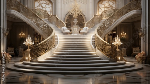 A grand staircase that exudes opulence and sophistication.