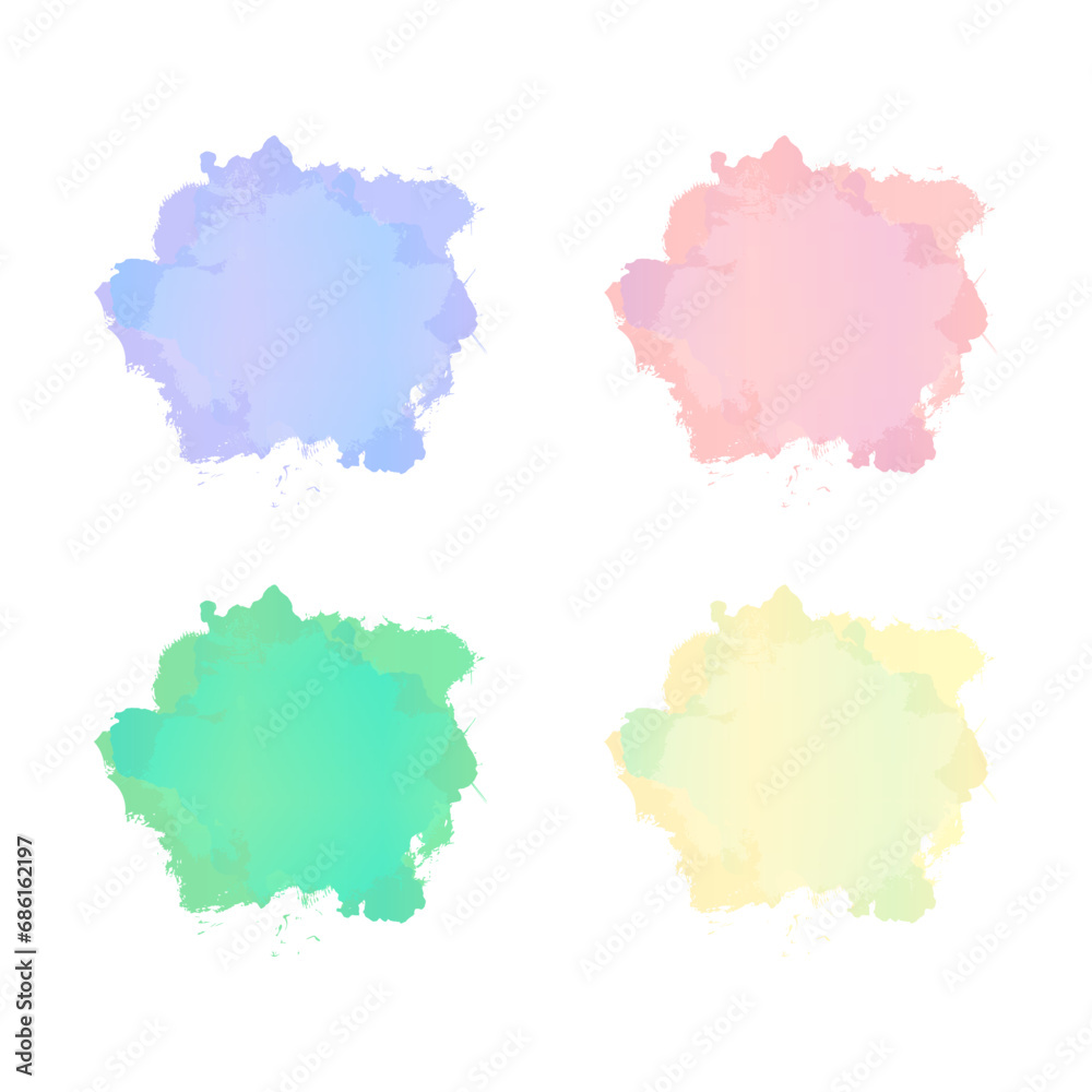 Set of isolated abstract colorful watercolor splash on a white background. Vector watercolour texture. Color splatters spot.