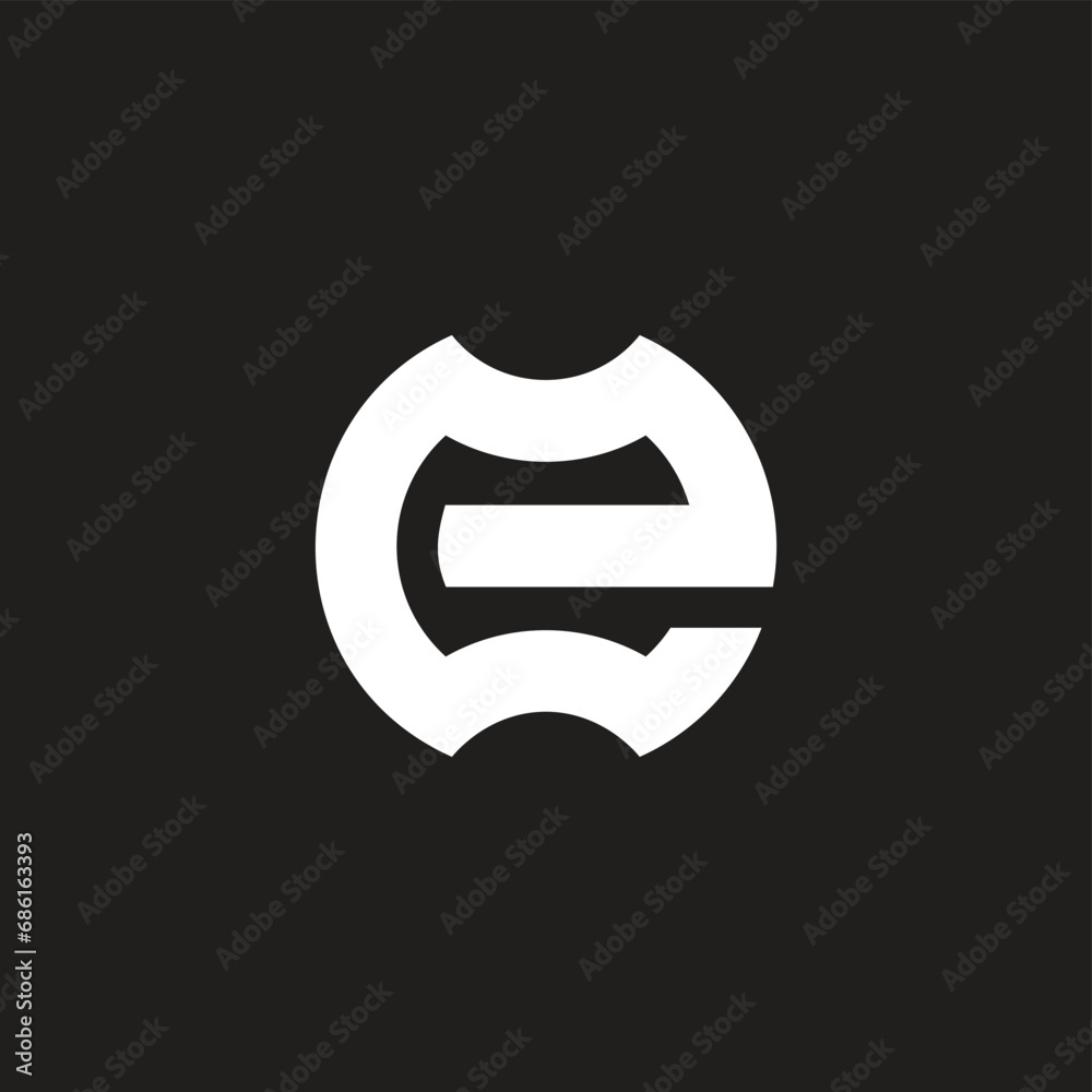 letter e w simple round geometric logo vector letter e w simple round geometric logo vector