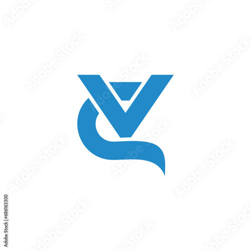 letter cv linked geometric curves logo vector