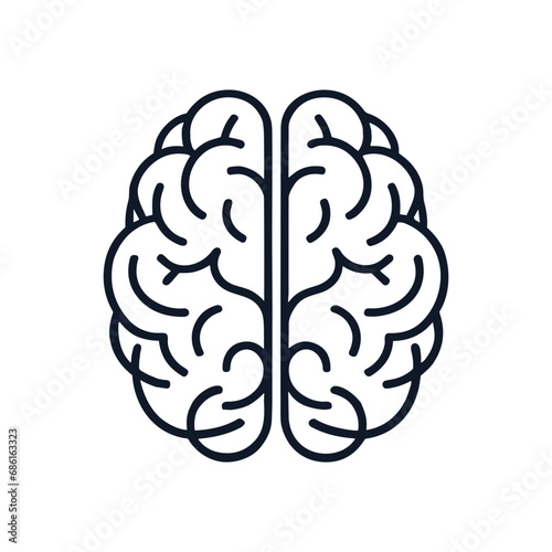 vector illustration in flat style black and white line brain looming thought