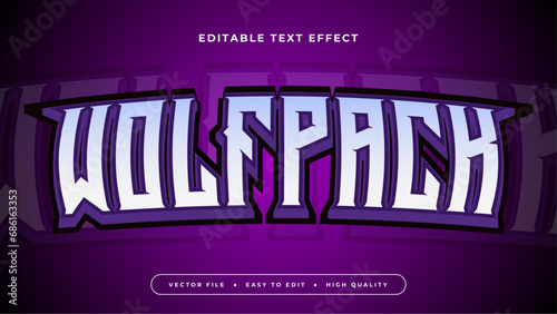 Obraz na plátně Editable text effect. Silver wolfpack text on purple background.
