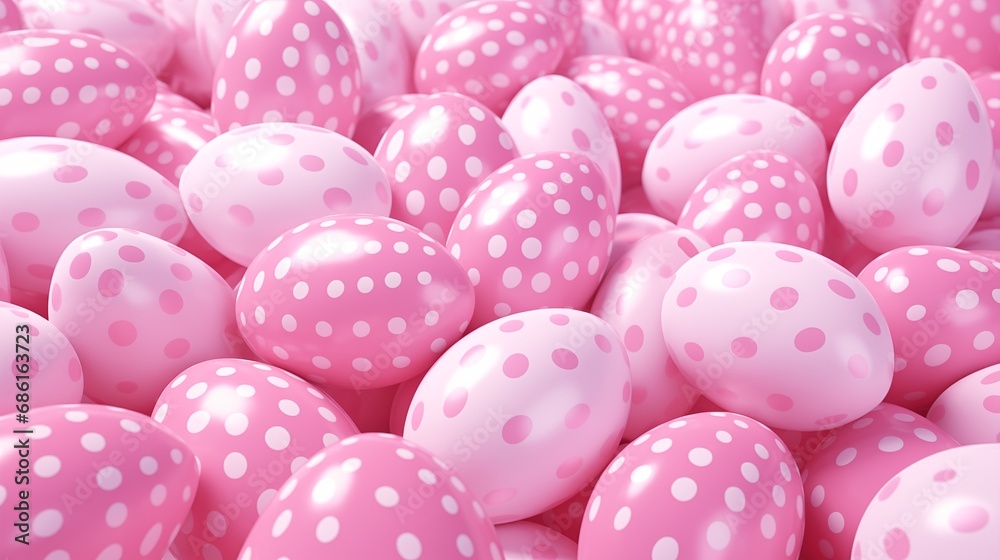 Pattern of pink and white Easter eggs over pink background Pattern of pink and white Easter eggs over pink background