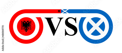 concept between albania vs scotland. vector illustration isolated on white background