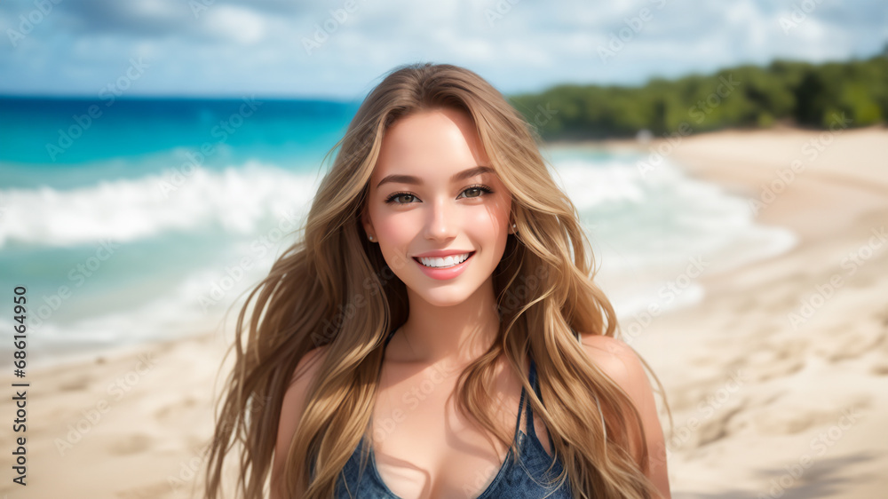 Cute and Captivating: Radiant Portrait of a Young Teen Girl with an Attractive Smile