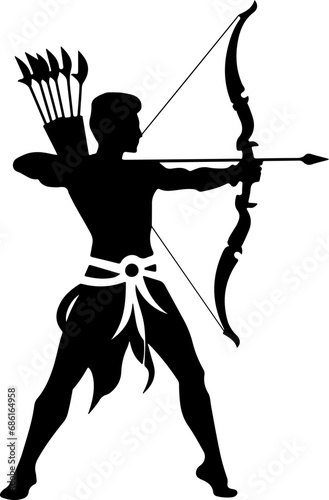 Shri Ram Navami with Lord Ram holding bow and arrow archery black vector