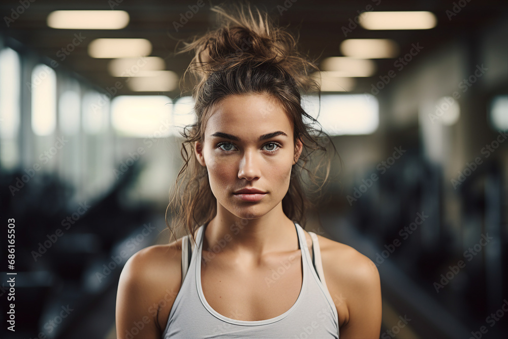 Strong sporty woman professional trainer in gym generative ai concept Strong sporty woman professional trainer in gym generative ai concept