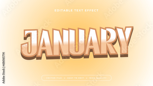 Editable text effect. Beige january text on gradient background.