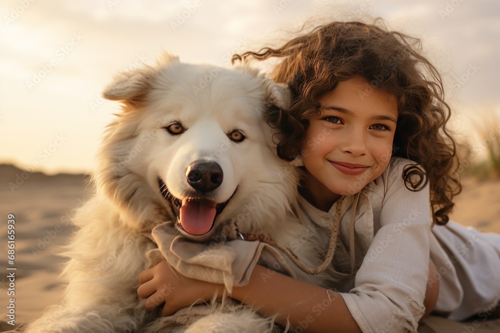 child and their dog child and their dog