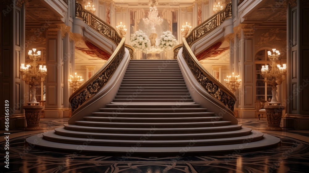 A grand staircase that exudes opulence and sophistication.