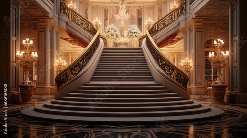 A grand staircase that exudes opulence and sophistication. photo