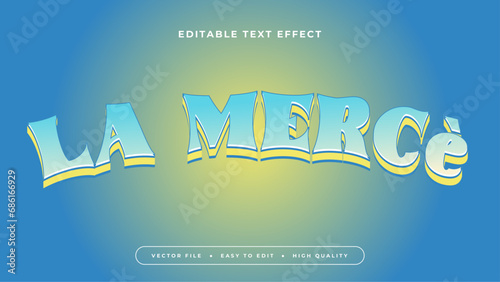 Editable text effect. Light blue la merce text on gradient background. photo