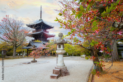 Kyoto, Japan - April 5 2023: Shinnyodo or Shinshogokurakuji temple founded in 984 its name refers to Sukhavati which means the Pure Land of the West photo