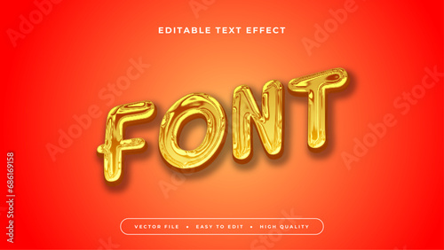 Editable text effect. Gold font text on orange background.