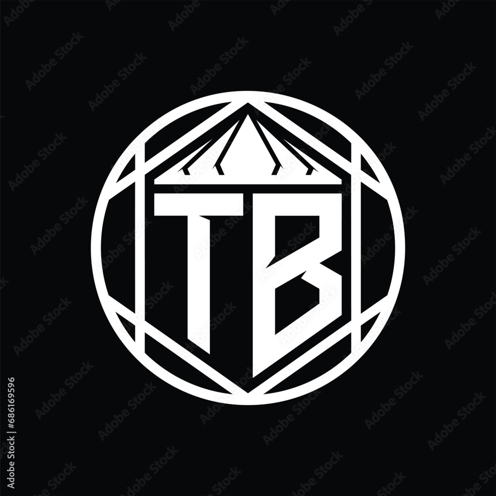 TB Letter Logo monogram hexagon slice crown sharp shield shape isolated circle abstract style design TB Letter Logo monogram hexagon slice crown sharp shield shape isolated circle abstract style design