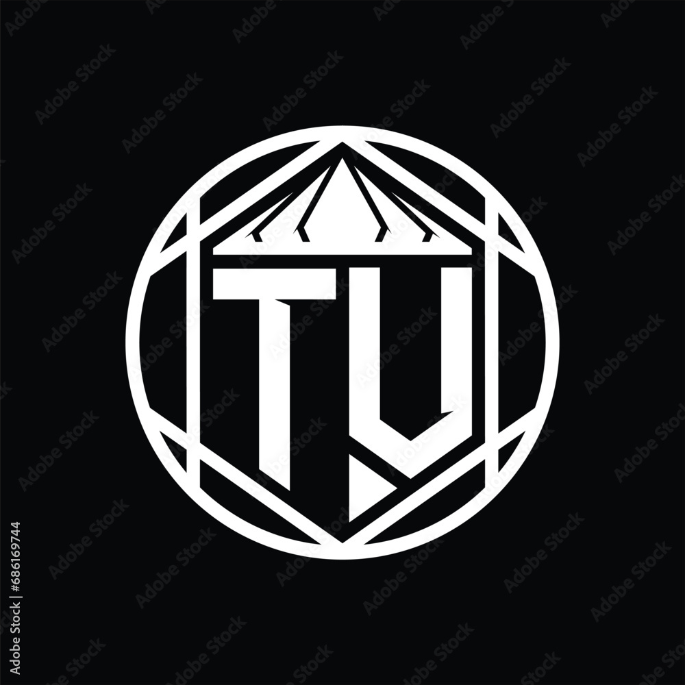 TV Letter Logo monogram hexagon slice crown sharp shield shape isolated circle abstract style design TV Letter Logo monogram hexagon slice crown sharp shield shape isolated circle abstract style design