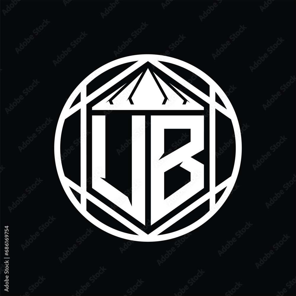 UB Letter Logo monogram hexagon slice crown sharp shield shape isolated circle abstract style design UB Letter Logo monogram hexagon slice crown sharp shield shape isolated circle abstract style design
