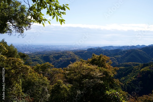 Autumn mountain views of Mt. Takao and Tokyo photo