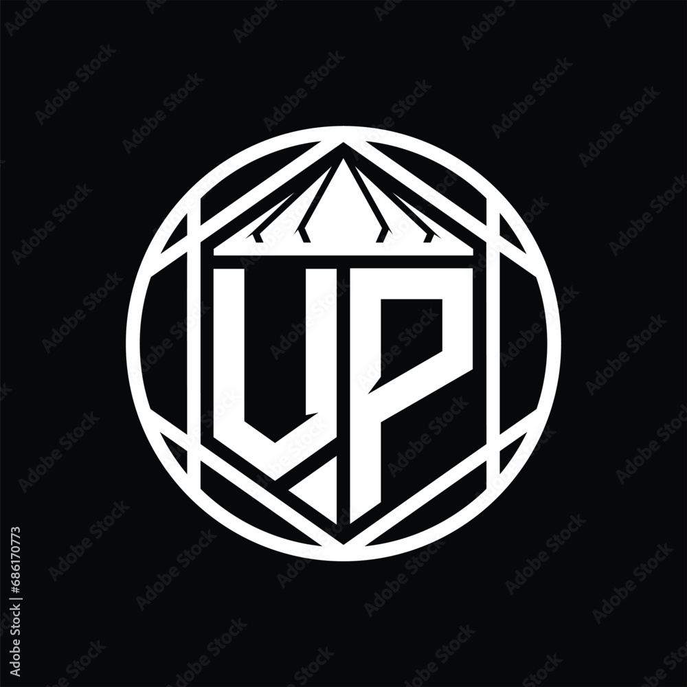 VP Letter Logo monogram hexagon slice crown sharp shield shape isolated circle abstract style design VP Letter Logo monogram hexagon slice crown sharp shield shape isolated circle abstract style design