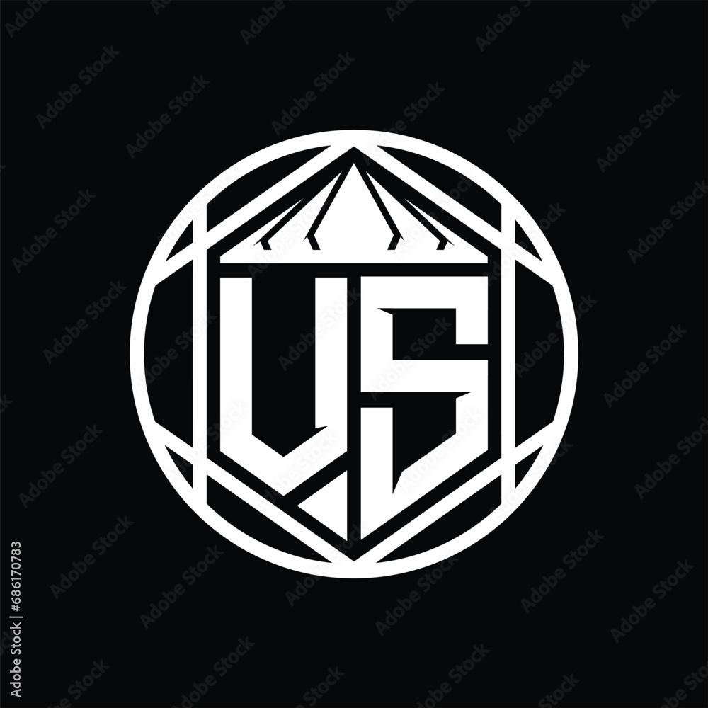 VS Letter Logo monogram hexagon slice crown sharp shield shape isolated circle abstract style design VS Letter Logo monogram hexagon slice crown sharp shield shape isolated circle abstract style design