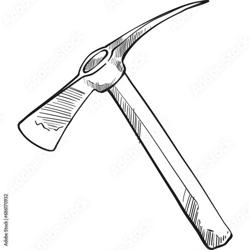 mine axe handdrawn illustration
