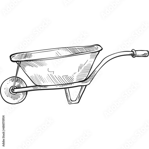 wheelbarrow handdrawn illustration