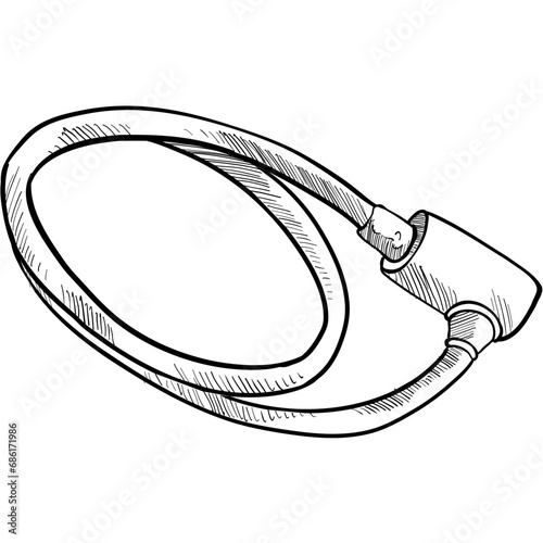 bike lock handdrawn illustration