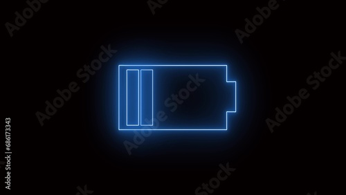 Battery Icon Charge Percentages Indicator icon on a black color abstract background.