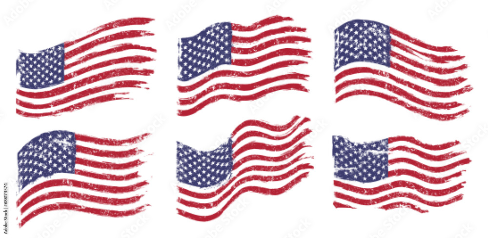 Flags US colorful set emblems Flags US colorful set emblems