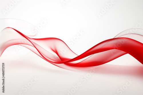 Wave of red ribbon on white background