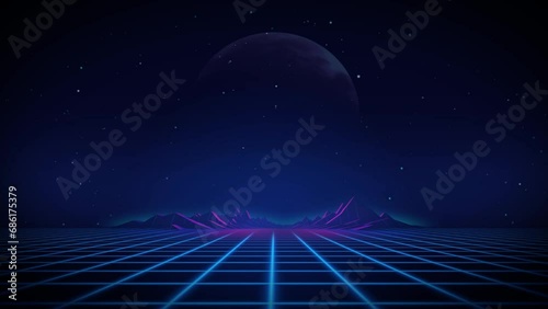 Retro Video Game and Press Start Over background, abstract 3d business and technology background animation, high-tech abstract lines background. photo