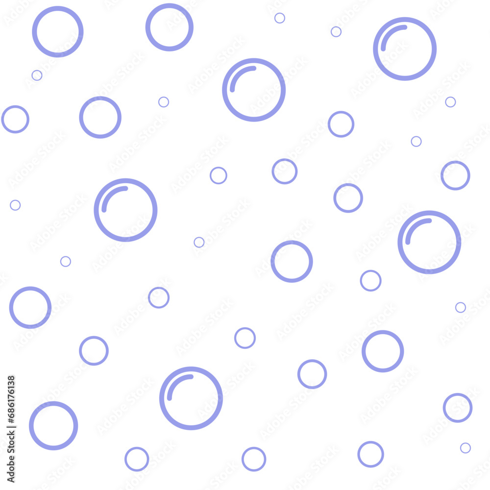Bubbles isolated on a white background. Contour drawing. Seamless pattern, editable stroke. Background for paper, cover, fabric, textile, dishes, interior decor.