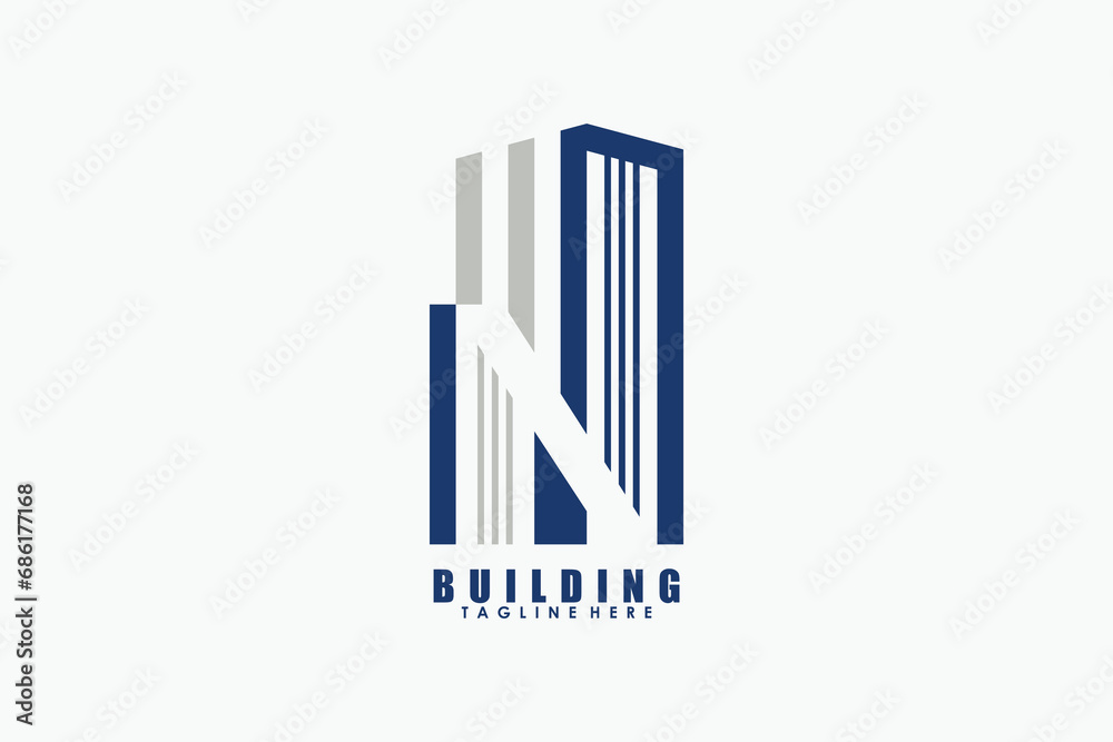 building logo design with letter n creative concept building logo design with letter n creative concept
