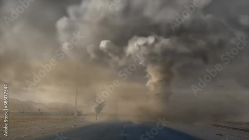 animation. realistic powerful tornado  
 photo