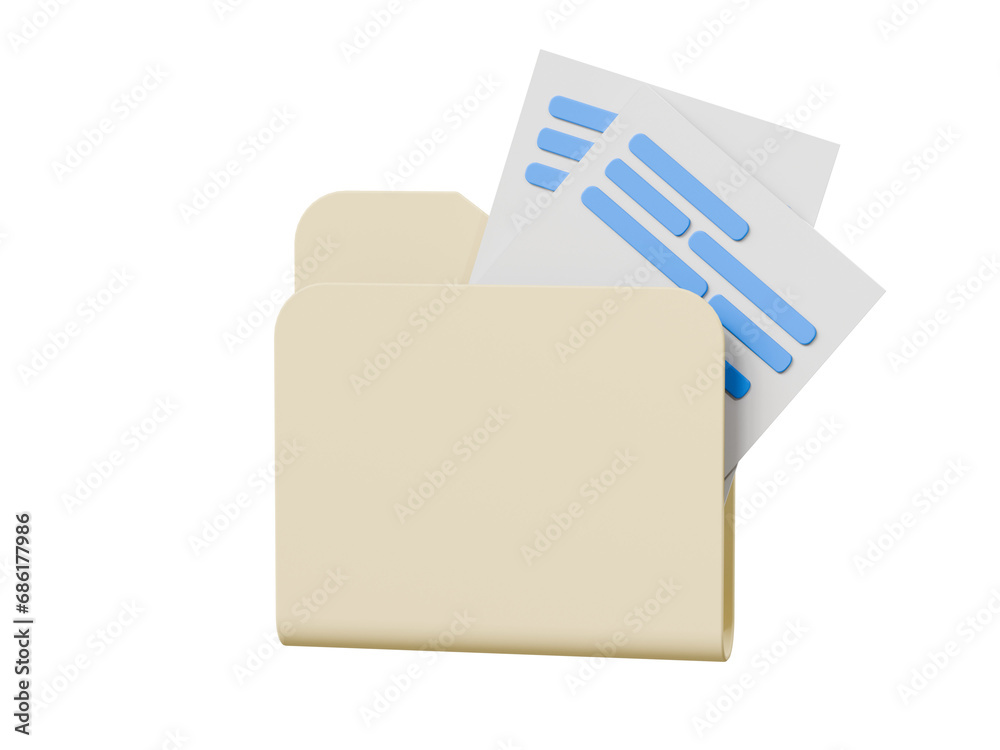 3d folder and paper for management file, document efficient work on project plan concept. Document cartoon style minimal folder with files icon isolated pastel background. 3d render illustration. 3d folder and paper for management file, document efficient work on project plan concept. Document cartoon style minimal folder with files icon isolated pastel background. 3d render illustration.