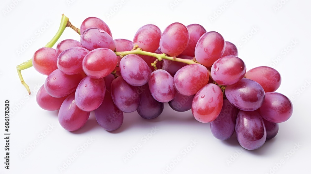 Photo of a bunch of red grapes on an isolated white background