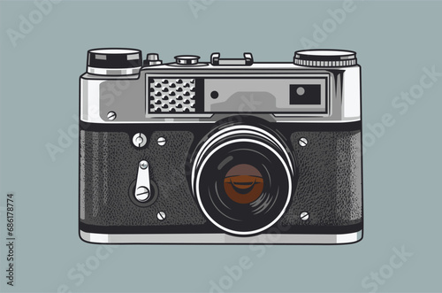 Illustration of a vintage rangefinder camera