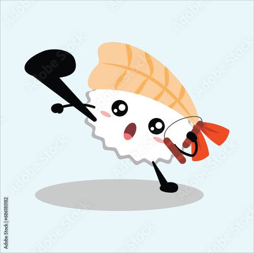 cute sushi vector illustration. Suitable for sticker, t-shirt, mug, etc.Eps 10