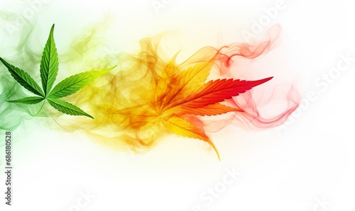 red, green and yellow smoke collidal as a marihuana leaf