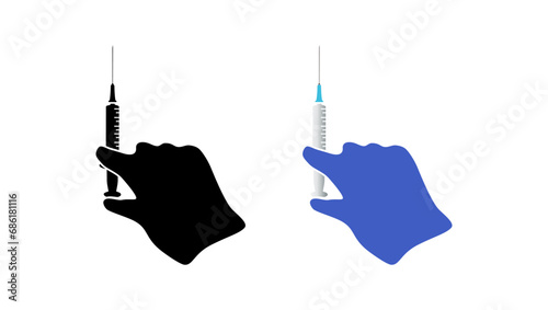 doctor gives an injection, hand with a syringe