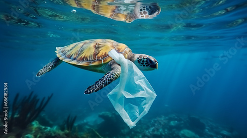 Plastic ocean turtle