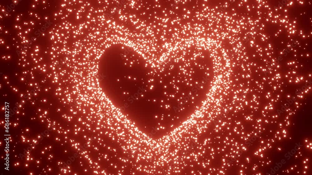 Valentine Day Emission of glowing red particles in the shape of a heart.