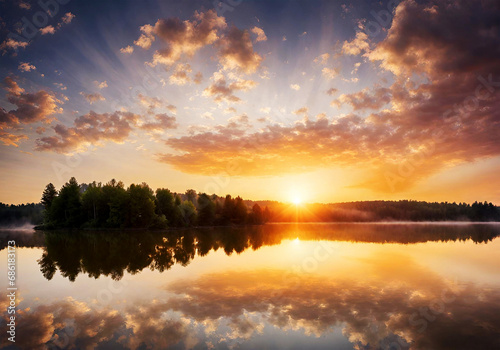 Beautiful sunset on the lake
