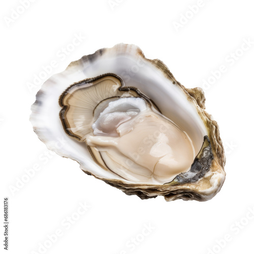 Single fresh oyster isolated on transparent background. AI generated.