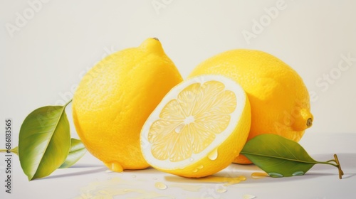 photo of three lemons on isolated white background