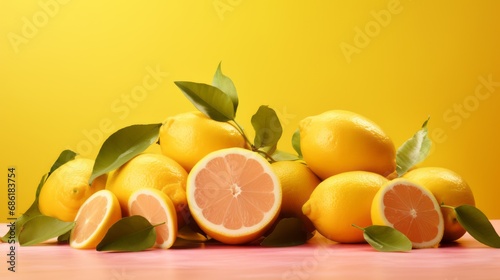 lemon_fruits_photographic_collage_style_on_peach background